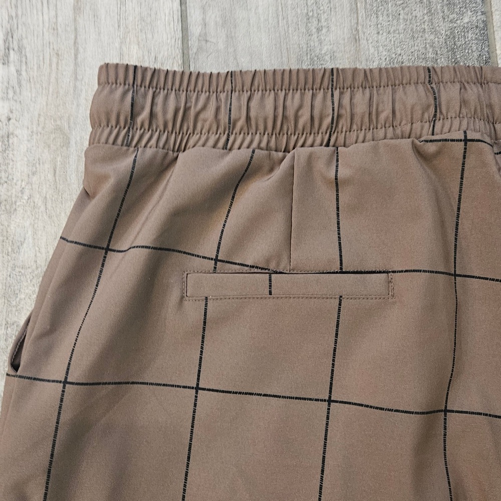 Albion Jetset Crop Pants Size XXL Brown Windowpane Wide Leg Elastic Drawstring - Picture 9 of 11